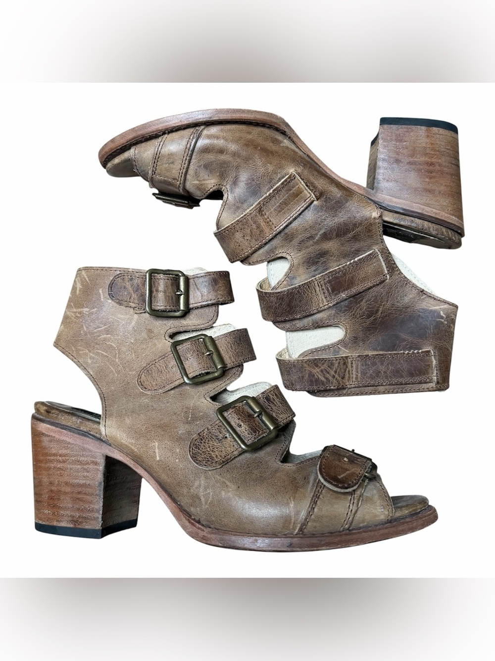 Freebird By Steven Quail Leather Light Brown Sandals Boots Size 9 Women’s Buckle